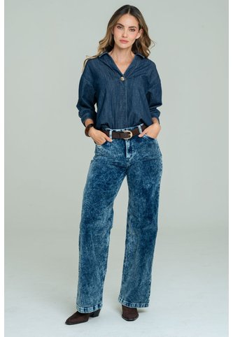Pantalon Wide Leg Corduroy Azul Ragged Pf21310052 Ragged