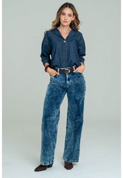 Pantalon Wide Leg Corduroy Azul Ragged Pf21310052