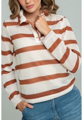Camisa Polo Tejida Café Ragged Pf11113178