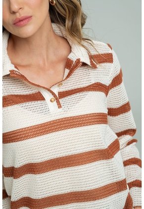 Camisa Polo Tejida Café Ragged Pf11113178