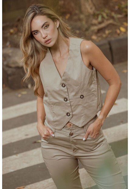 Chaleco Millie Beige Ragged Pf11150050