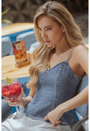 Top Cortes Denim Azul Ragged Pf21110019