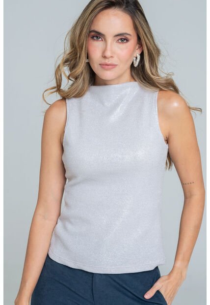 Top En Tejido Luxy Plateado Ragged Pf12110856