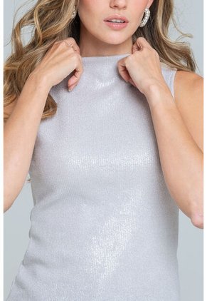 Top En Tejido Luxy Plateado Ragged Pf12110856