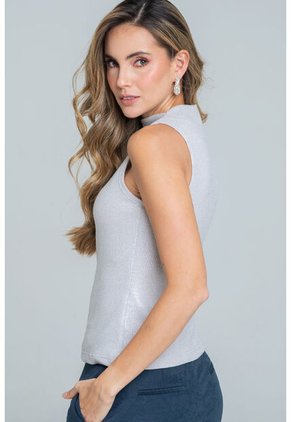 Top En Tejido Luxy Plateado Ragged Pf12110856