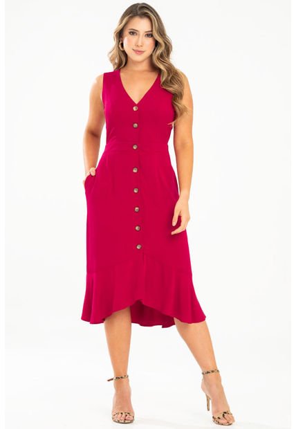 Vestido Midi Zephira Rojo Ragged Pf31511422
