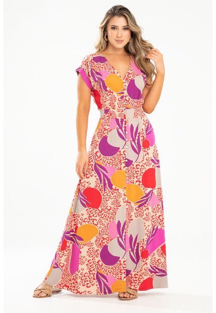 Vestido Largo Mhare Rojo Ragged Pf31511417