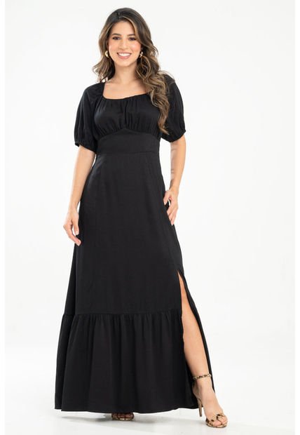 Vestido Largo Brielle Negro Ragged Pf31511423
