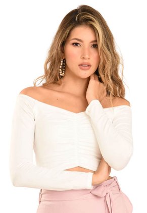 Crop Top Resortado Blanco Ragged Pf13120504