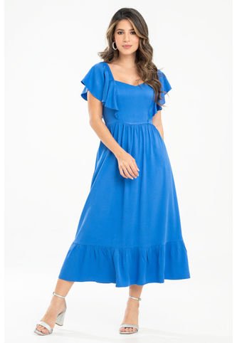 Vestido Midi Columba Azul Ragged Pf31511429 Ragged