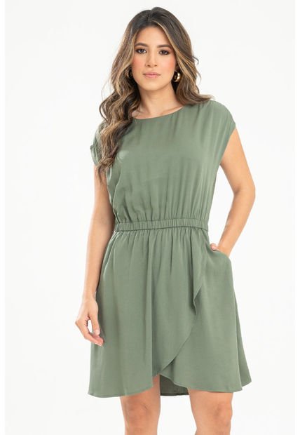 Vestido Corto Ethoil Verde Ragged Pf31511430