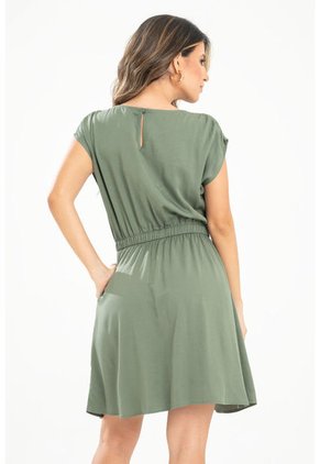 Vestido Corto Ethoil Verde Ragged Pf31511430