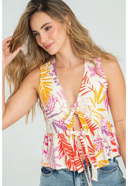 Blusa Lena Beige Ragged Pf11112962