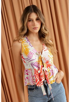 Blusa Lena Beige Ragged Pf11112962