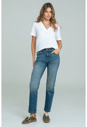 Jeans Mom Alaska Azul Ragged Pf21350078
