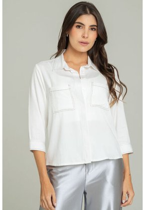 Camisa Pespuntes Olyth Blanco Ragged Pf12110821