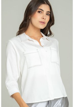 Camisa Pespuntes Olyth Blanco Ragged Pf12110821