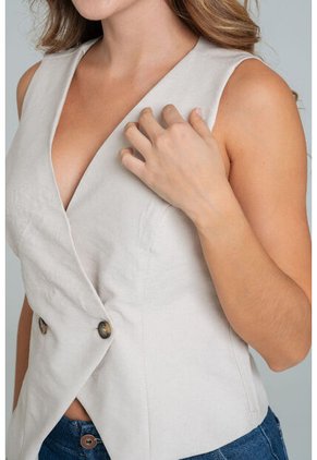 Chaleco Melia Beige Ragged Pf12150032