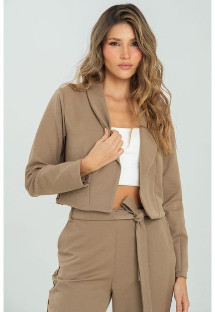 Chaqueta Crop Belle Café Ragged Pf11130271