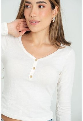 Top Malawi Manga Larga Blanco Ragged Pf11121158