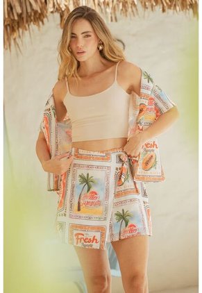 Falda Corta Tipo Pareo Blanco Ragged Pf11320506