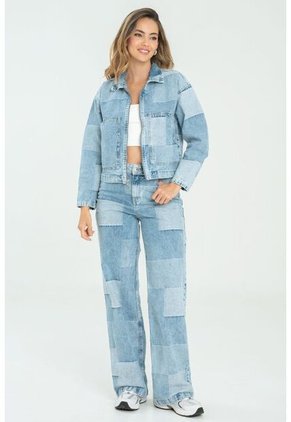 Jeans Patchwork Azul Ragged Pf21350054