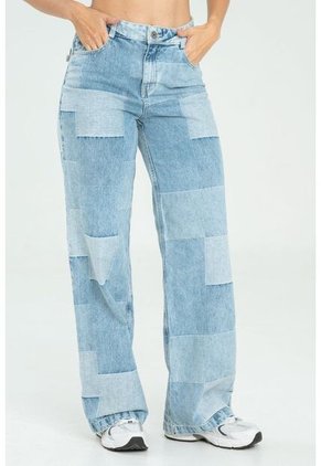 Jeans Patchwork Azul Ragged Pf21350054