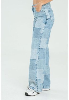 Jeans Patchwork Azul Ragged Pf21350054