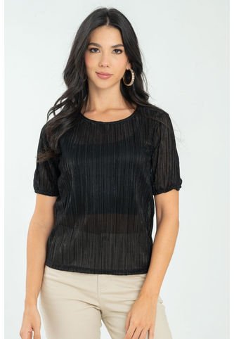 Blusa Plisada Massy Negro Ragged Pf11112830 Ragged