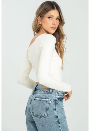 Top Asimetrico Manga Larga Blanco Ragged Pf13120751