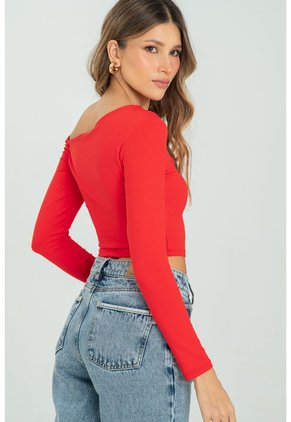 Top Asimetrico Manga Larga Rojo Ragged Pf13120751