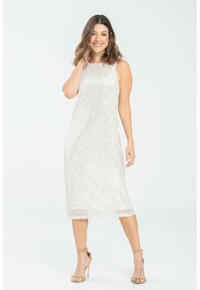 Vestido Midi Lentejuelas Beige Ragged Pf12510413