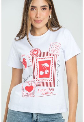 Camiseta Love Blanco Ragged Pf21120096