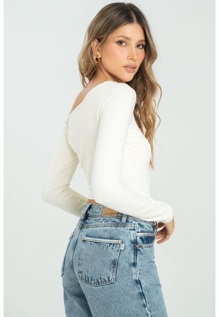 Top Asimetrico Manga Larga Blanco Ragged Pf13120751