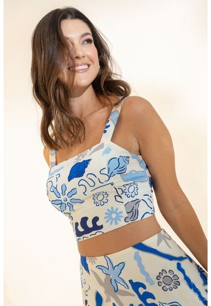 Crop Top Summer Azul Ragged Pf11112916