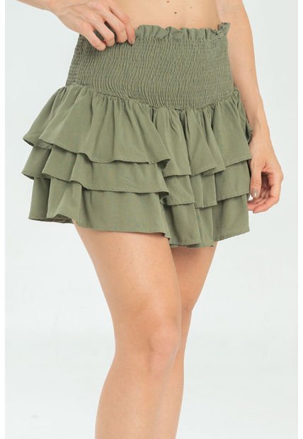 Falda Corta Capas Verde Ragged Pf11320495