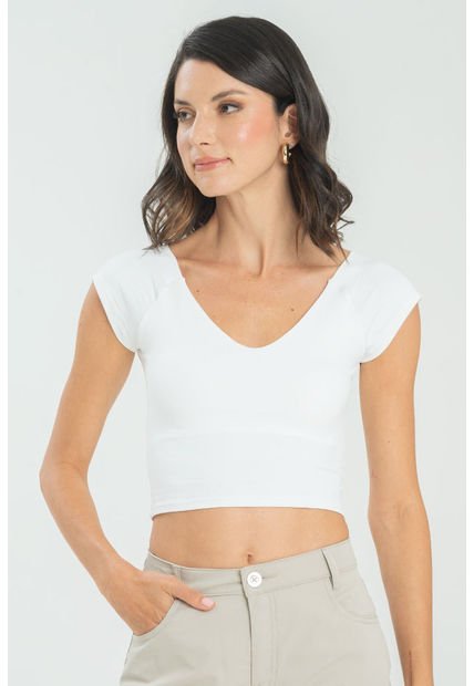 Top V Manga Corta Blanco Ragged Pf13120816