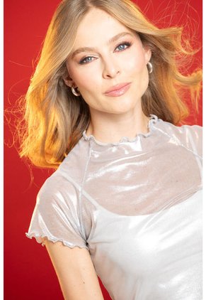 Top Mesh Brillo Plateado Ragged Pf11121134