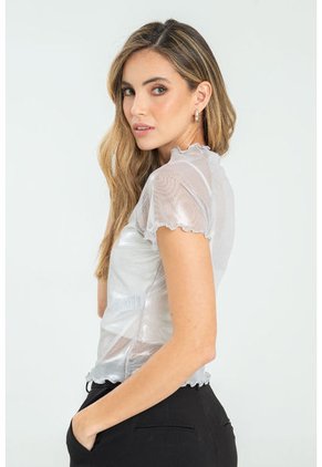 Top Mesh Brillo Plateado Ragged Pf11121134