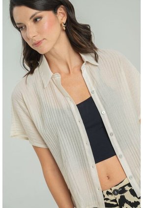 Camisa Yukhi Beige Ragged Pf11112899