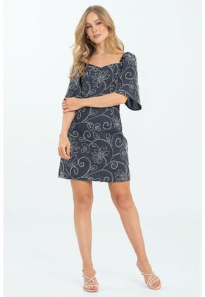 Vestido Corto Praia Azul Ragged Pf11511373