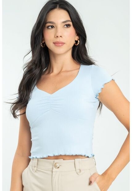 Top Rib Camile Azul Ragged Pf11121151
