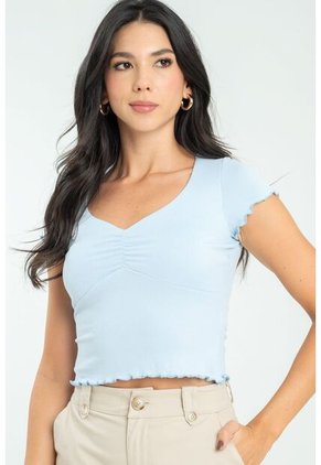 Top Rib Camile Azul Ragged Pf11121151