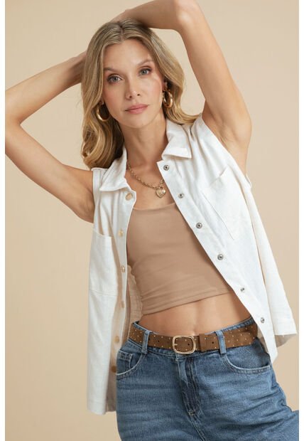 Camisa Lino Broches Beige Ragged Pf11113067