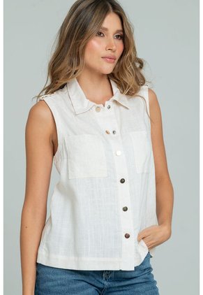 Camisa Lino Broches Beige Ragged Pf11113067