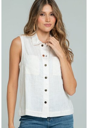 Camisa Lino Broches Beige Ragged Pf11113067