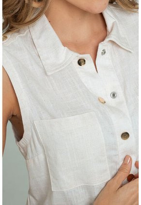 Camisa Lino Broches Beige Ragged Pf11113067