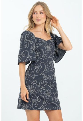 Vestido Corto Praia Azul Ragged Pf11511373