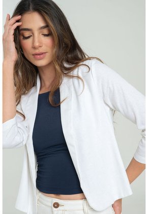 Chaqueta Tejida Lino Blanco Ragged Pf11130270