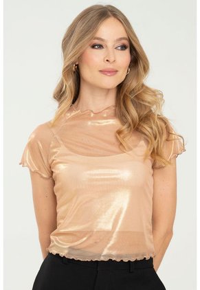 Top Mesh Brillo Dorado Ragged Pf11121134